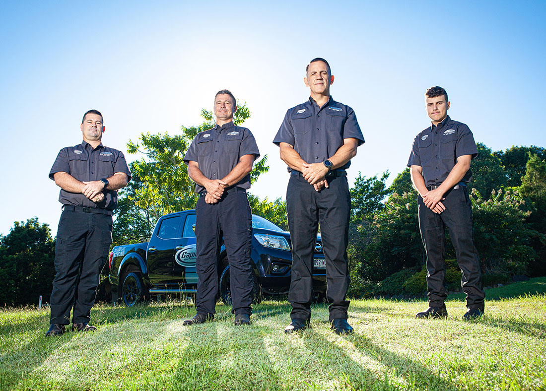 Team of industrial tradespeople photographed on-site on the Gold Coast